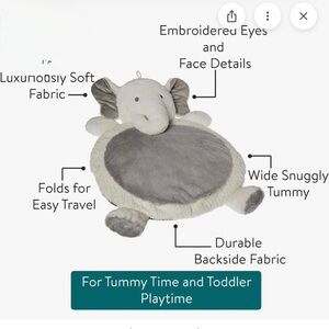 Best Ever by Mary Myer Adorable Gray Elephant Plush Mat   Brand New